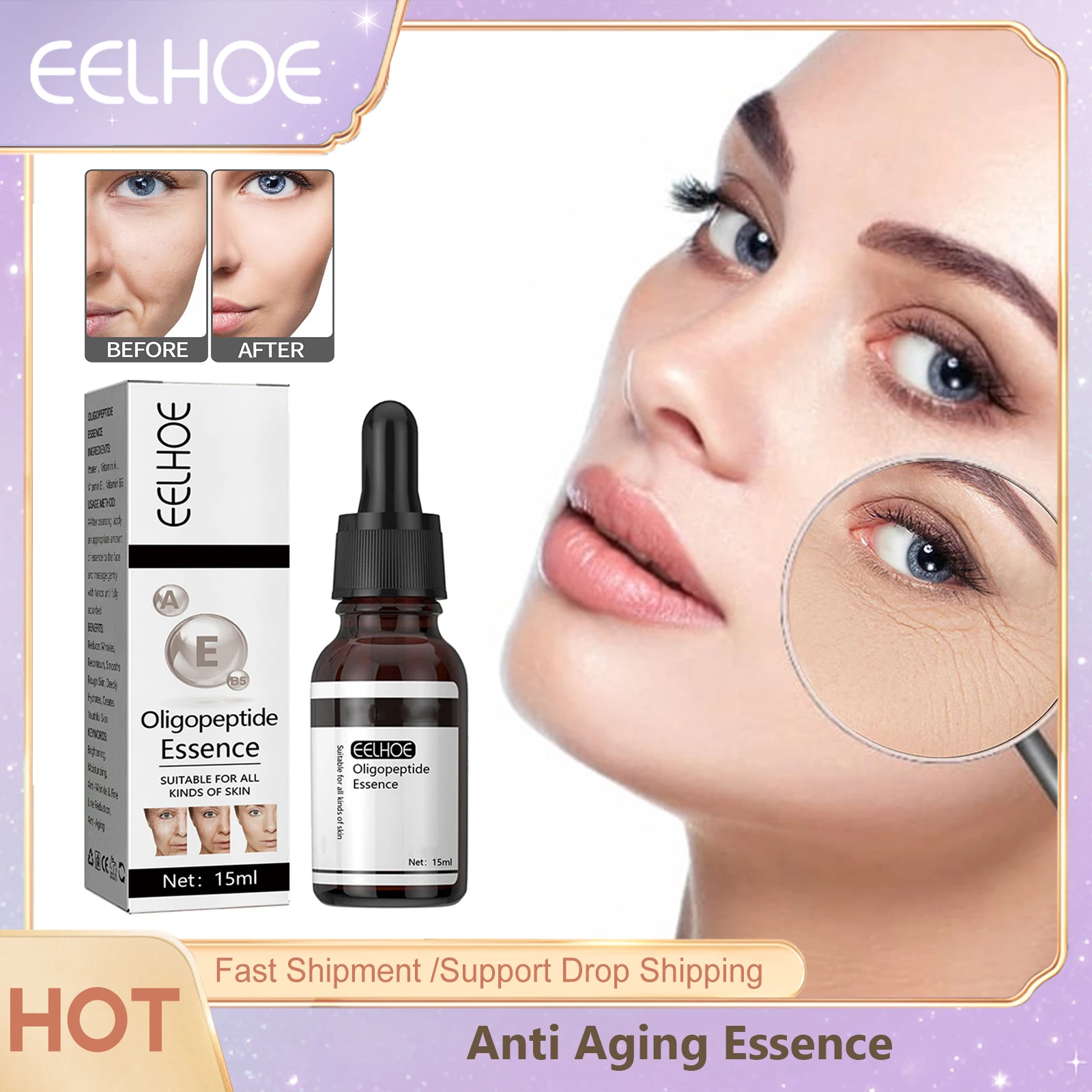 

Anti Wrinkle Serum Lift Firming Fade Fine Lines Moisturizer Shrink Pores Brighten Whitening Smooth Skin Care Anti Aging Essence