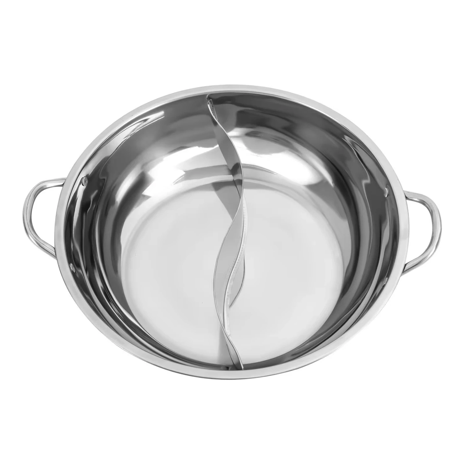 34cm Hot Pot W/ Divider Shabu Shabu Pot & Glass Lid Stainless Steel Hot