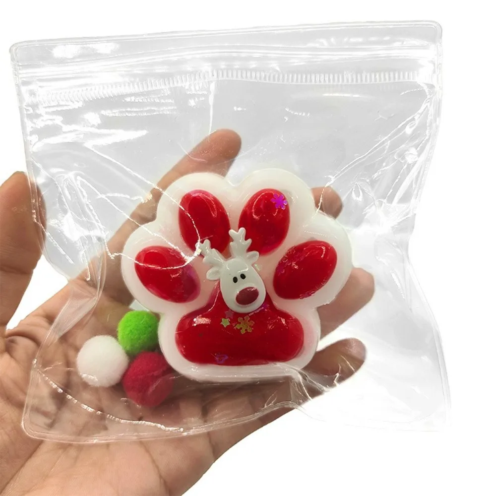 Funny Gift Santa Claus Deer Squeeze Cat Paw Toys Silicone Christmas Gift Pinch Decompression Toy Slow Rebound Relief Relax Toys 5