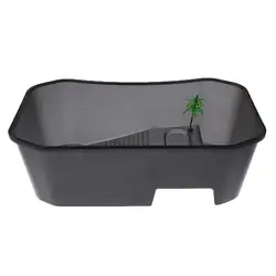 Translucent Plastic Reptile Habitat with Coconut Tree Ornament (Black)