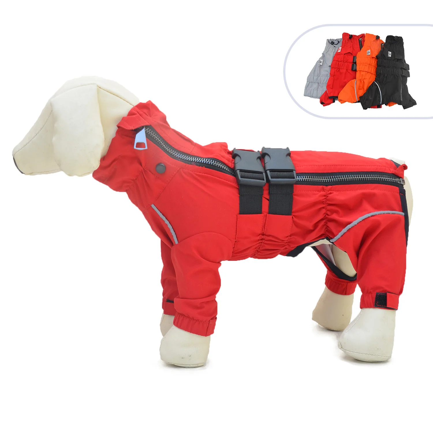 

AMOBOX Waterproof Jacket, Lightweight Reflective Safety Dog Raincoat Windproof Snow-Proof Dog Vest for Small Medium Large