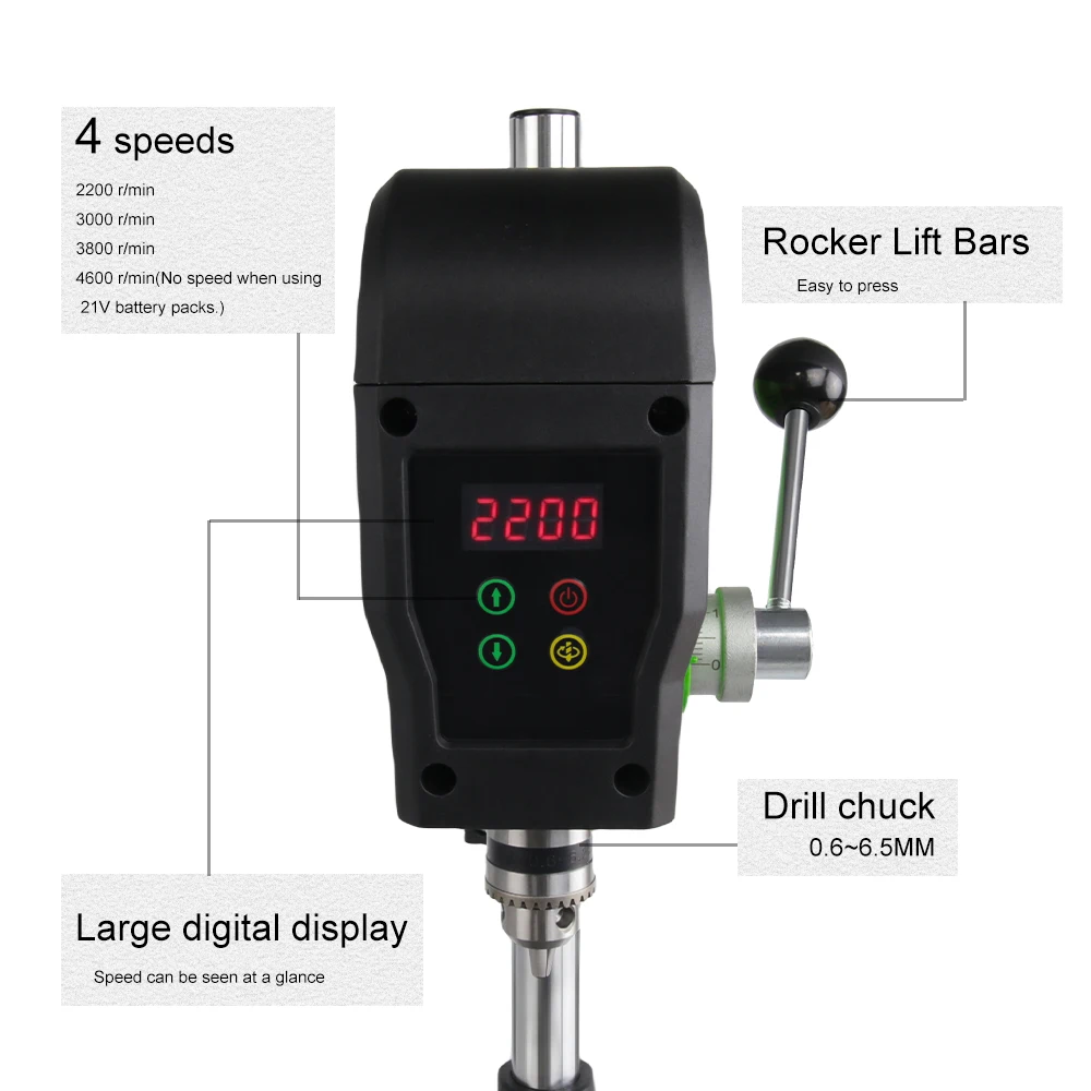 Allsome 4 단 캐스트 다리미 벤치탑 드릴 프레스 드릴링 머신, Makita 18V 배터리 및 AC 220V 어댑터와 호환 가능