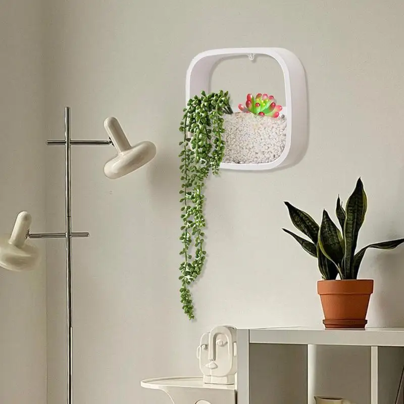 Wall Hanging Succulent Planter Square Flower Pot Indoor Air Plant Vertical Container Wall Mounted Hanging Vase Home Wall Decor 3