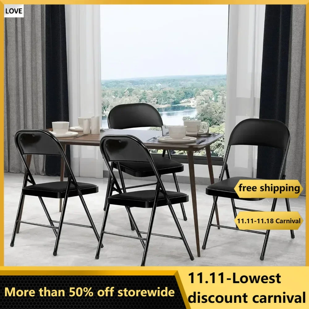 4-piece Set of Soft Cushioned Folding Chairs for Indoor and Outdoor Activities, Family Restaurants, Etc 18"D X 18"W X 31"H
