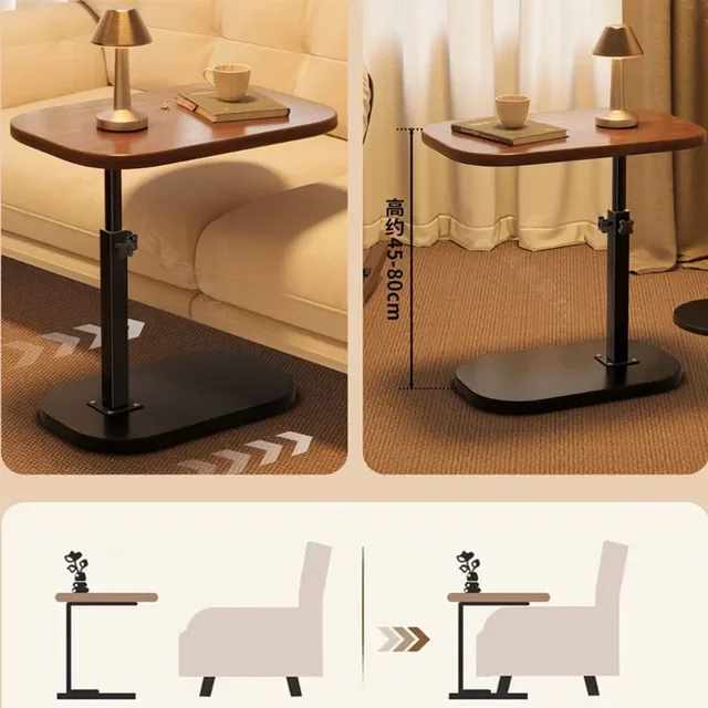 Table d'appoint en forme de C à hauteur réglable, table d'appoint étroite avec base coulissante, petite table d'appoint pour canapé pour salon, chambre et petits espaces 1