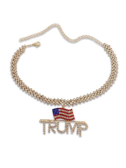 1pc Luxury Trump Pendant Necklace Multi Layer Cuban Chain Fashion Hip Hop Accessories for Women 2