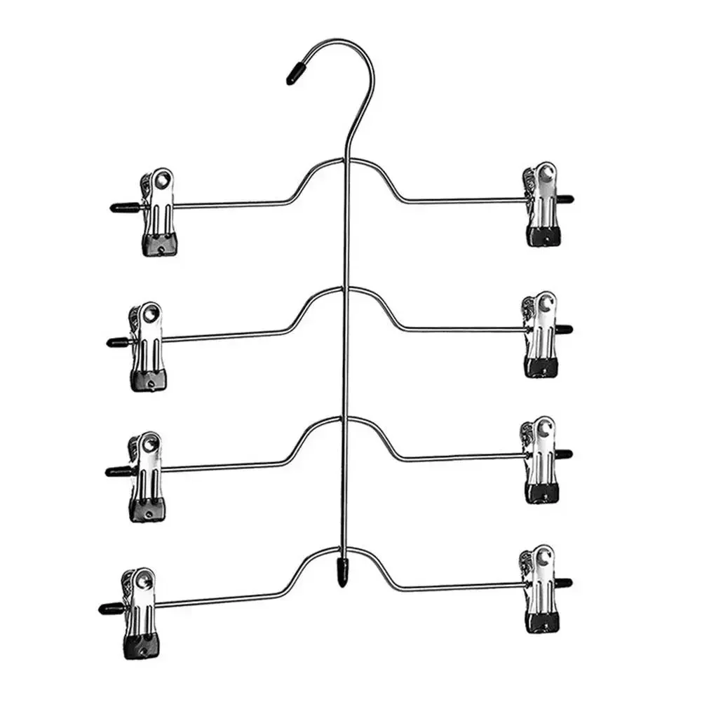 

Saving 4 Hangers Pants No With Clips Metal Storage Space Organizer Clothes Hanger Skirt Tier Adjustable Slip Shorts