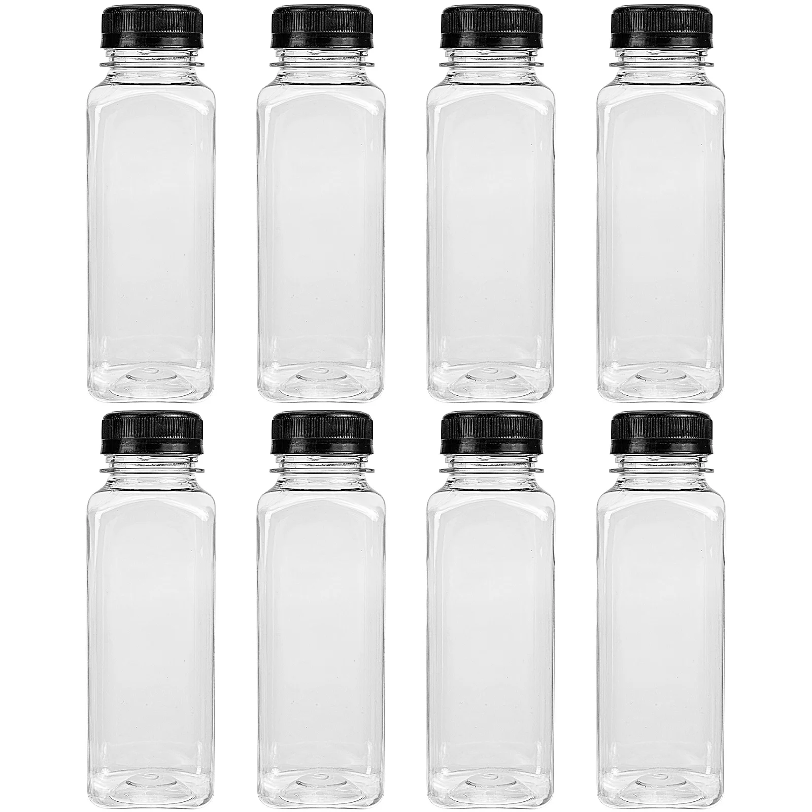 

8pcs Plastic Empty Juices Bottle Clear Water Milk Bottles Beverage Storage Bottle Coffee Containers multiuse Reusable Honey Jars