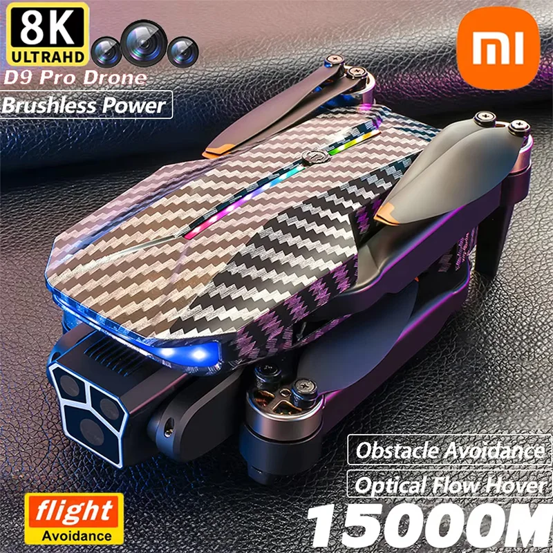 Iconic Brand D9 DRONE 8K Brushless Motor Professional 4K Three Camera Obstacle Avoidance Optical Flow RC Quadcopter Gift Toys 15000M