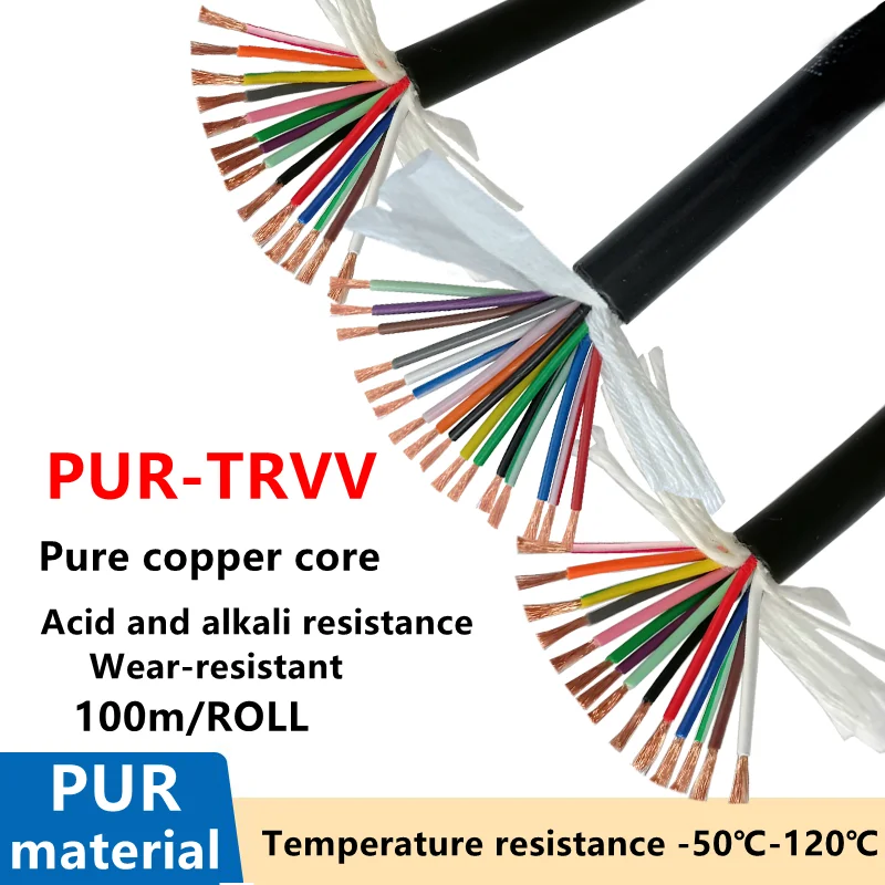 5Meter Pur Buigweerstand Kabel TRVV2-24core 26-15 Awg Puur Koperen Kern Hoge En Lage Temperatuur Oliebestendige Stroomkabel