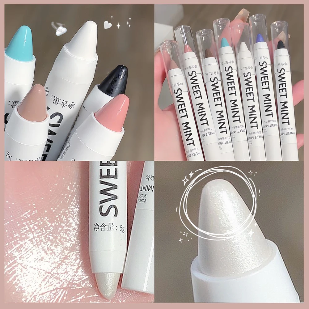 Matte White Lying Silkworm Highlighter Pen Eyes Corner Brightening Pearl High-gloss Eyeliner Waterproof Glitter Eyeshadow Stick face highlighter
