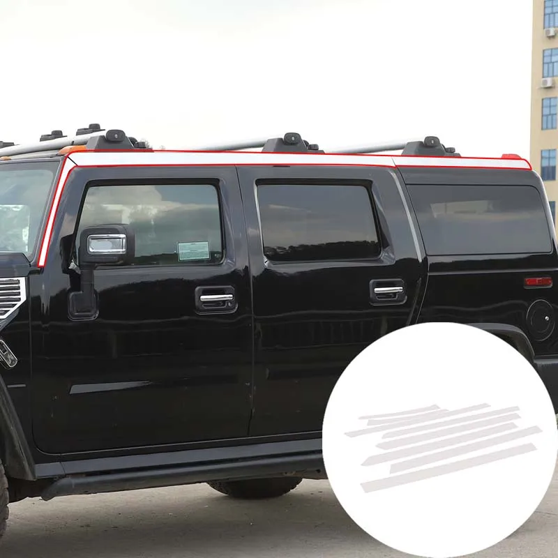 

For Hummer H2 2003-2009 Car Roof Molding Trim Strips, Stainless Roof Edge Trim Kit, 8PCS, Bright Silver,External Accessories