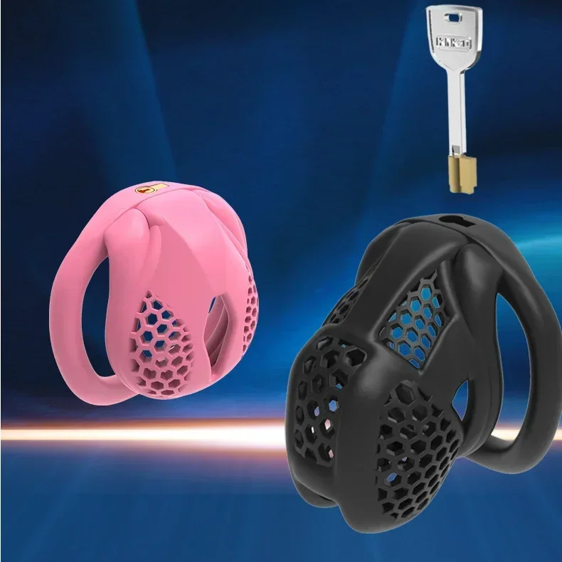 Penis Chastity Cage Chastity Lock Sex Toy Chastity Cage Accessory NEW Male Chastity Device Breathable Cock Cage Mini Lock with 4 Penis Rings Bondage Adult Sex Toy for Men