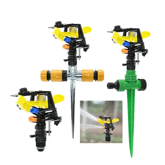 Garden Lawn Rotating Sprinkler 1/2" Male Thread Plastic Spike Sprinkler Nozzle 360 Degree Automatic Rotating Watering Irrigation 6
