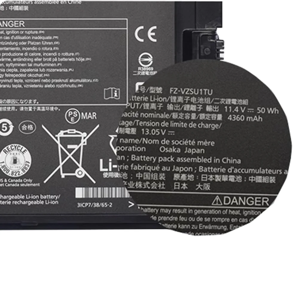 Cf-vzsu1tu 11.4V 50Wh panasonic ノート PC ノートパソコン 純正 交換用バッテリー FZ-VZSU1TU 11.4V 50WH 4360mAh Original Battery For Panasonic
