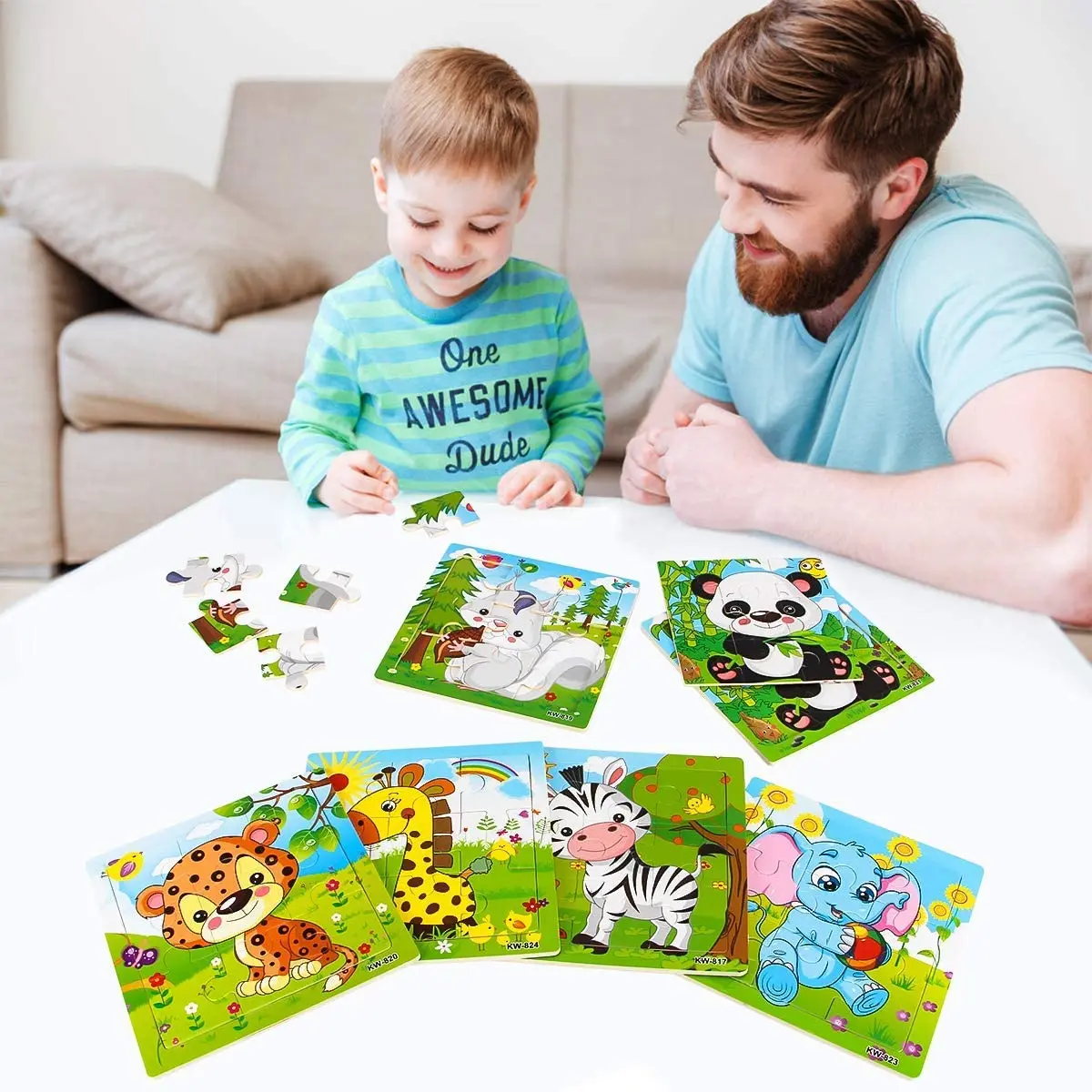 9/16 Jigsaw Puzzles for Kids Ages 2 3 4 5 Toddler Wooden Puzzle Preschool Educational Toys Set Animals Puzzle for Boys and Girls 4