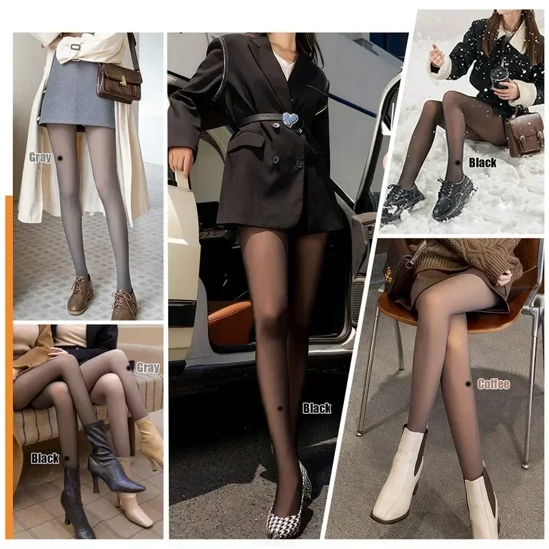 

Fleece Effect High Tights Waist Leggings Ladies Winter Warm Skin Sexy Elastic Stockings Women Pantyhose Thermal Thermo