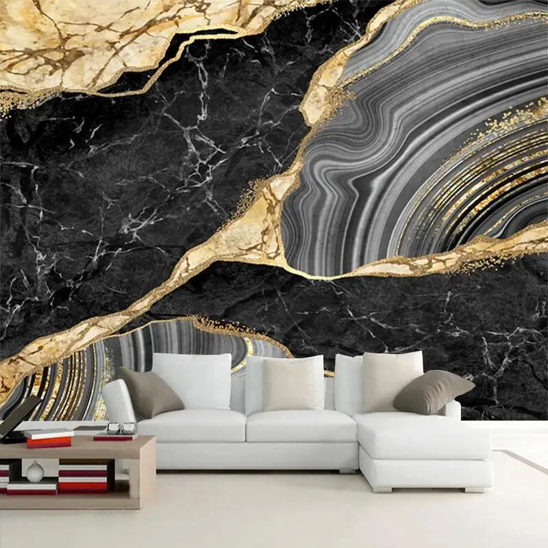 Pintura de Parede de Textura de Mármore Moderna Mural Personalizado Papel de Parede 3d Sala de Estar Sofá de Fundo Decoração de Casa