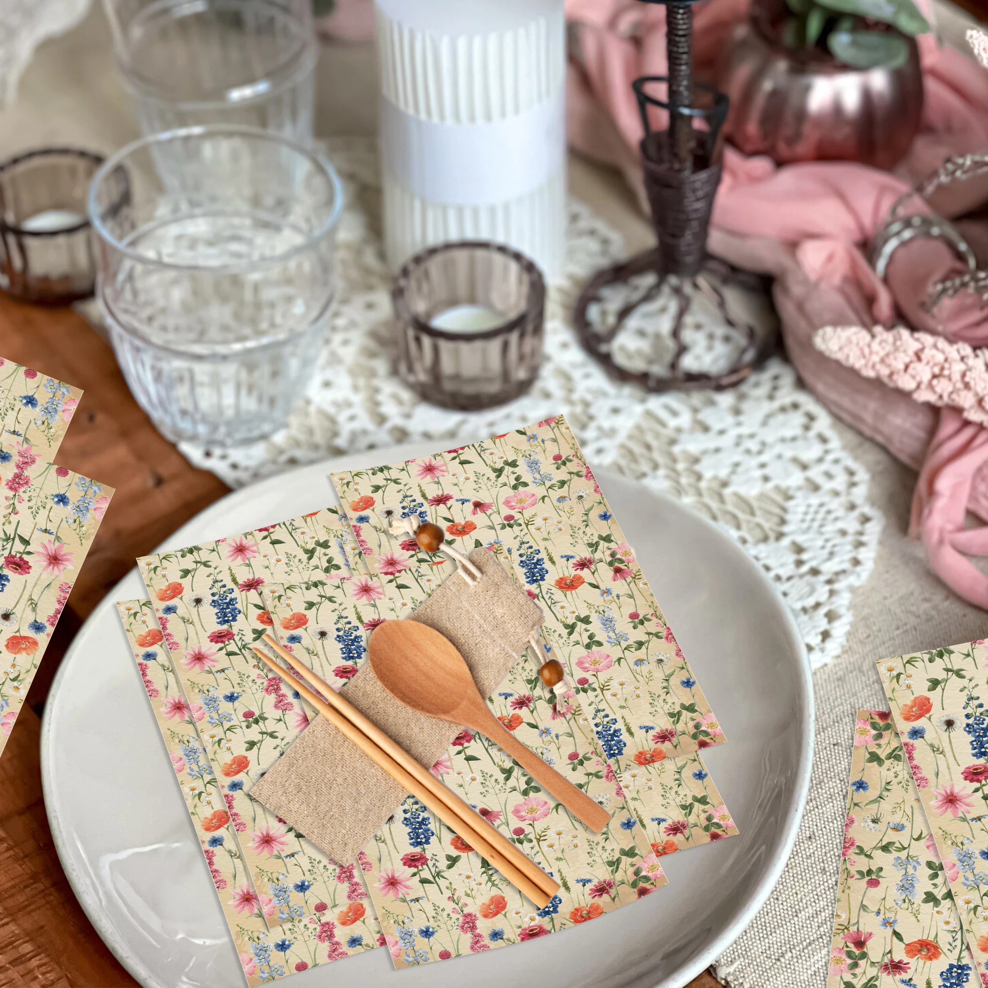 20/40 Stück Frühlingsblumen-Servietten, Einweg-Tischservietten, Papier-Tücher für Hochzeit, Geburtstag, Dekoration, Partyzubehör – Detail 34