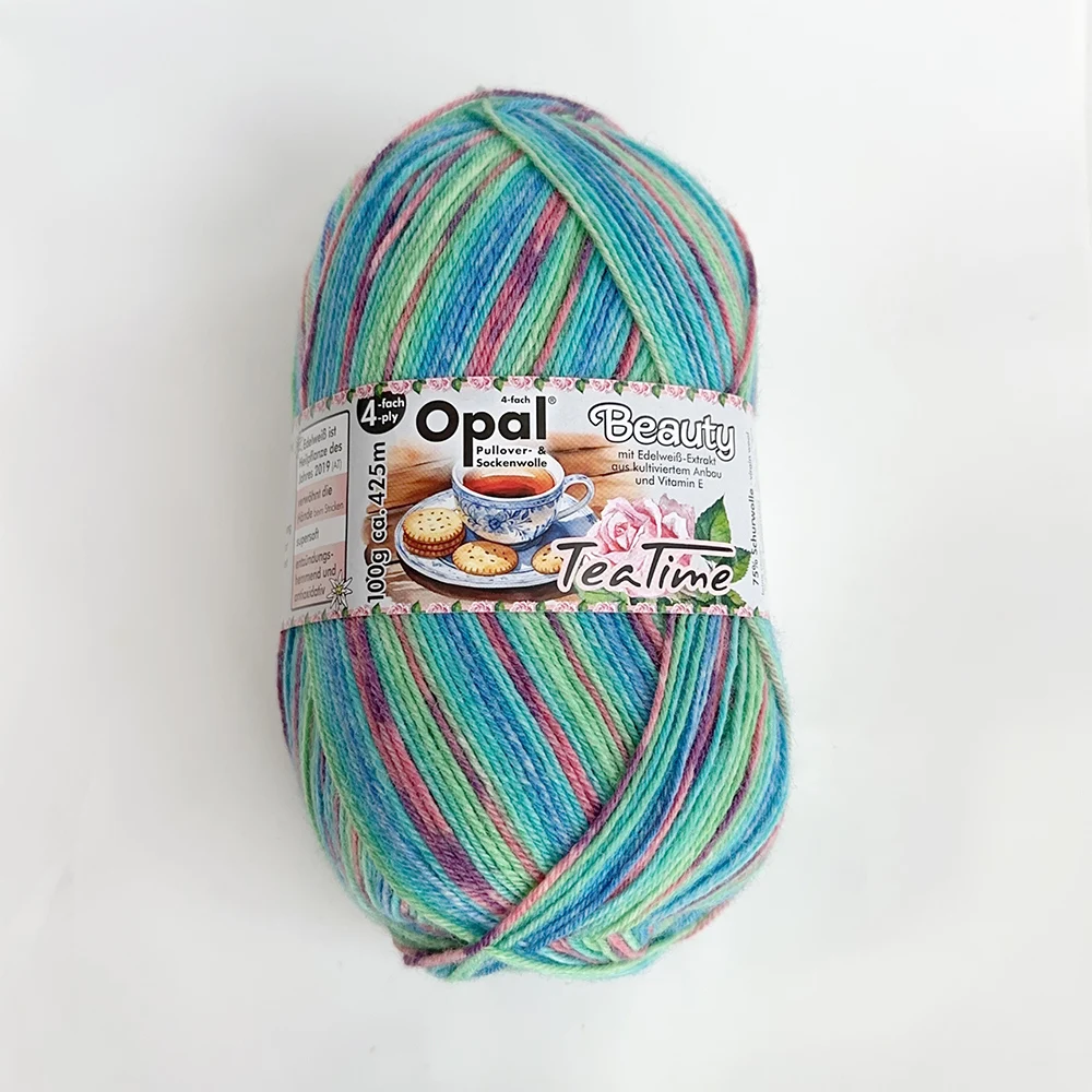 100g Opal Beauty Tea Time 4ply Sock Yarn, 75% Wool 25% Polyamide Space Dyed Colourful Yarn for Knitting & Crocheting 5
