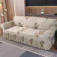 Elastic Sofa Slipcover With Skirt Stretch Easy Fitted Armchair Sofa Cover for Living Room Furniture Protector Couch Cover 1