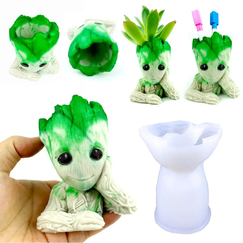 Tree Gerut Flower Pot Silicone Mold DIY Production Pen Pot Flower Pot Epoxy Resin Mold Handicraft Desktop Ornament Resin Mold