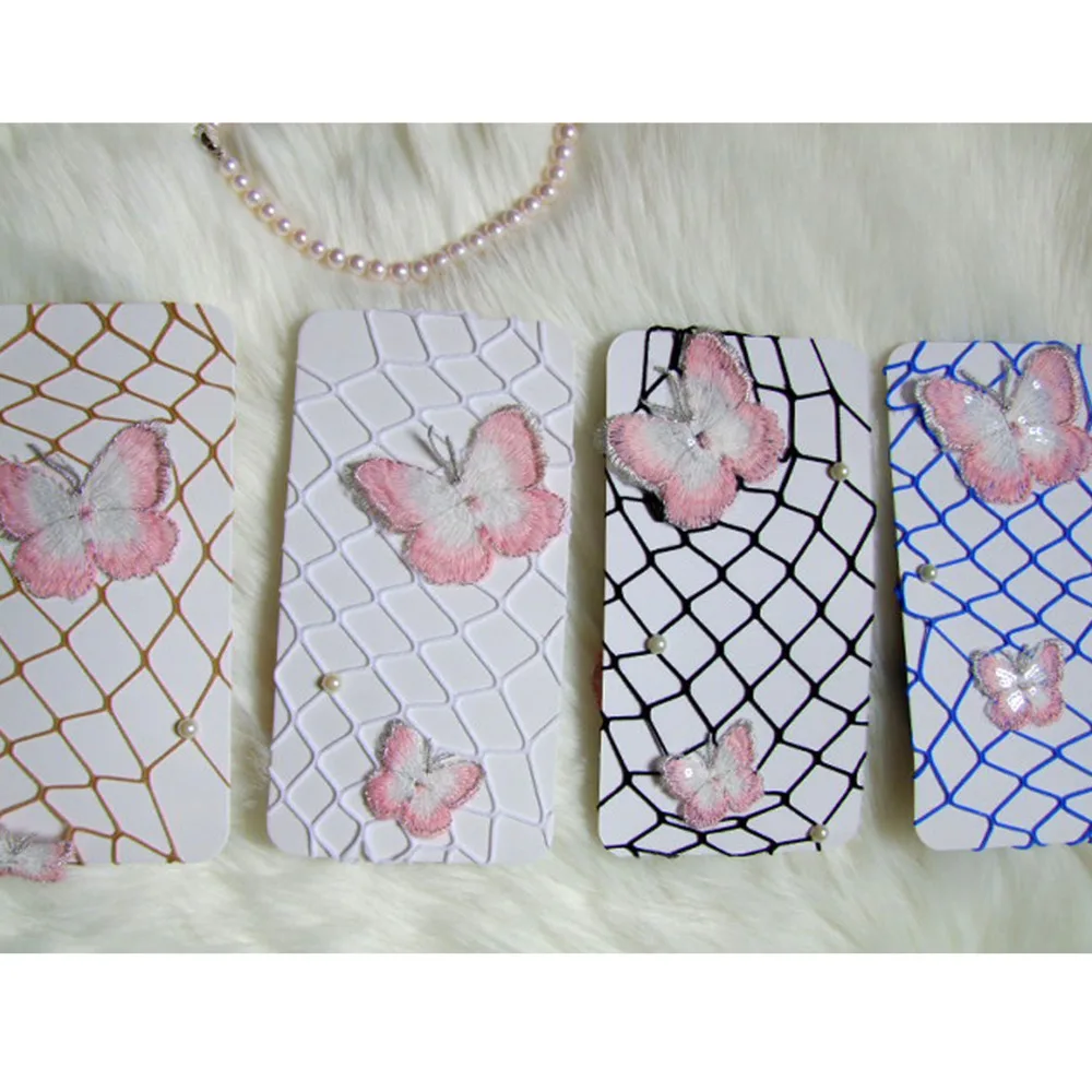 Gestickte Hot Drill Mesh-Strümpfe, Fischernetzstrümpfe, rosa Schmetterling, großes Mesh, mittlere und kleine Mesh-Bodenhöschen – Detail 1