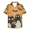 2024 New Men's Casual Shirt Short Sleeve 3D Printed Halloween Spider Web Printed Single Breasted Shirt Men's Loose Clothes 5