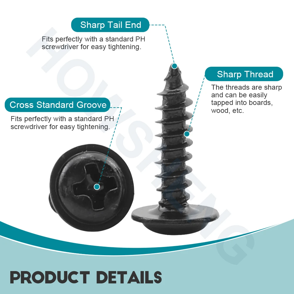 Cross Round Head Self Tapping Screw HOWSHENG PWA Screw M1.2 M1.4 M2 M5 Black Plated Pan Head Phillips Tapping Screws
