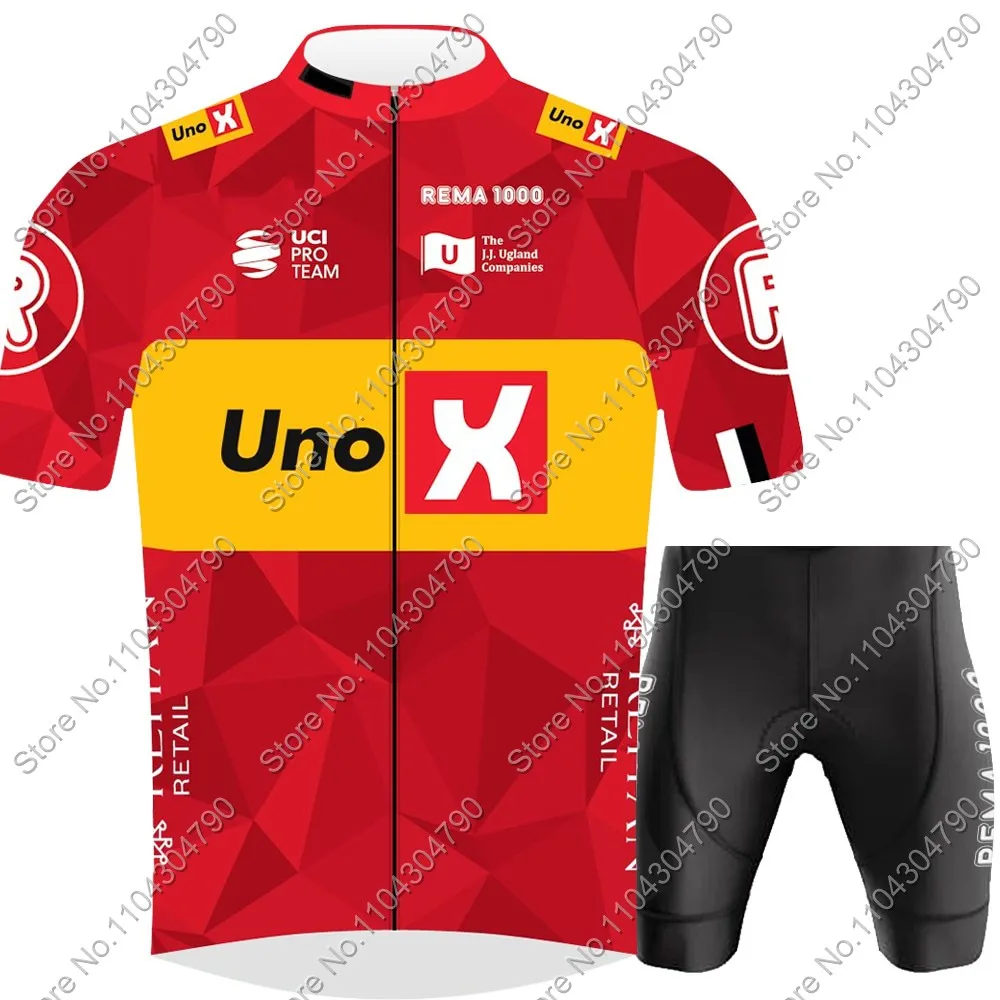 Cycling Shirt Cycling Jerseys Set UNO X Pro Team Cycling Jersey Set Summer Cycling Clothing Men's Kit Road Bike Shirts Suit Bicycle Bib Shorts MTB Uniform