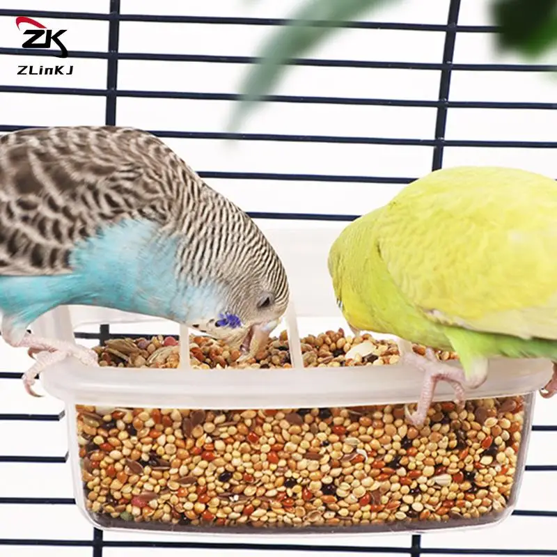 1PC Plastic Parrot Feeder Drinker Bird Supplies Bird Cage Parrot Birds Water Hanging Bowl Feeder Box Pet Cage Food Container