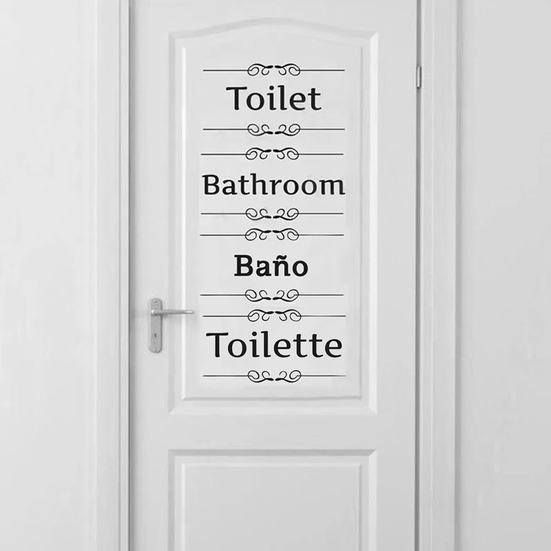 Vintage Wall Sticker Bathroom Decor Toilet Door Vinyl Decal Transfer