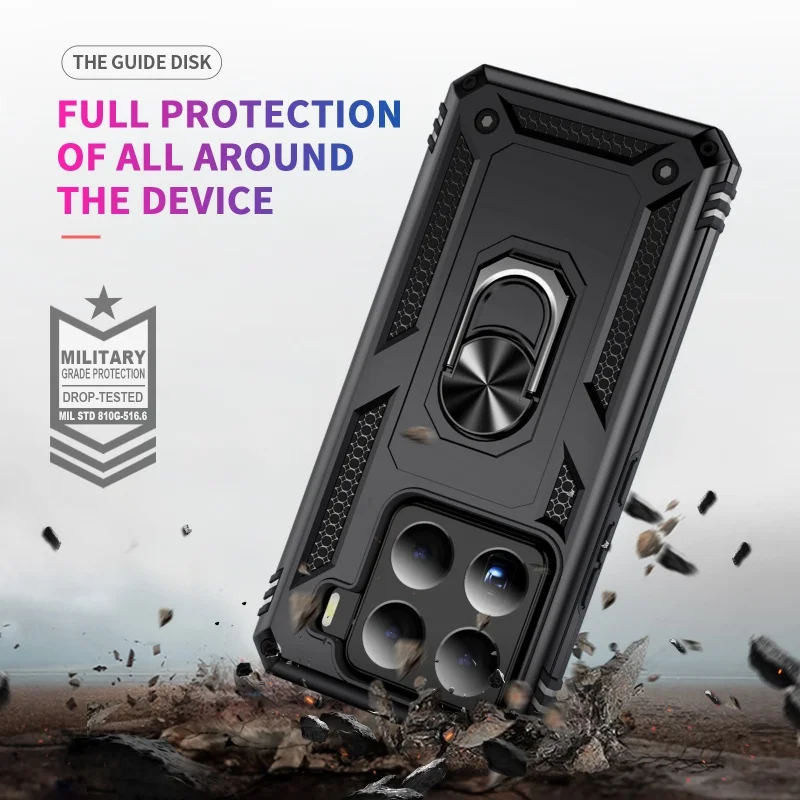 Shockproof Armor Bumper Case with Car Magnetic Holder Ring and Enhanced Protection