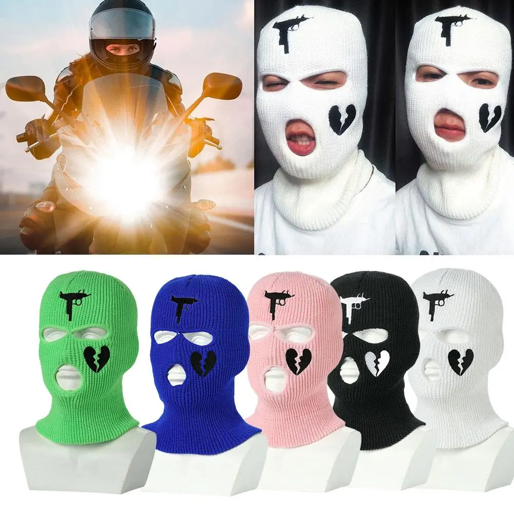 겨울 남성 얼굴 따뜻한 후드 스포츠 스카프, 스키 구멍 모자, 니트 3 사이클링 모자, 풀오버 야외 울 E6k2