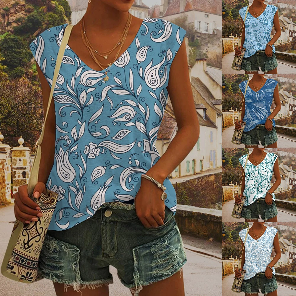 

Женская футболка с V-образным вырезом, без рукавов