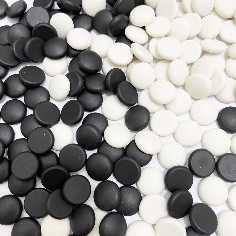 Small Solid Plastic Weiqi Go Game Pieces 200Pcs/Set 14*5.1mm Bulk Five Pieces Without Chessboard Black and White Mini Chessmen