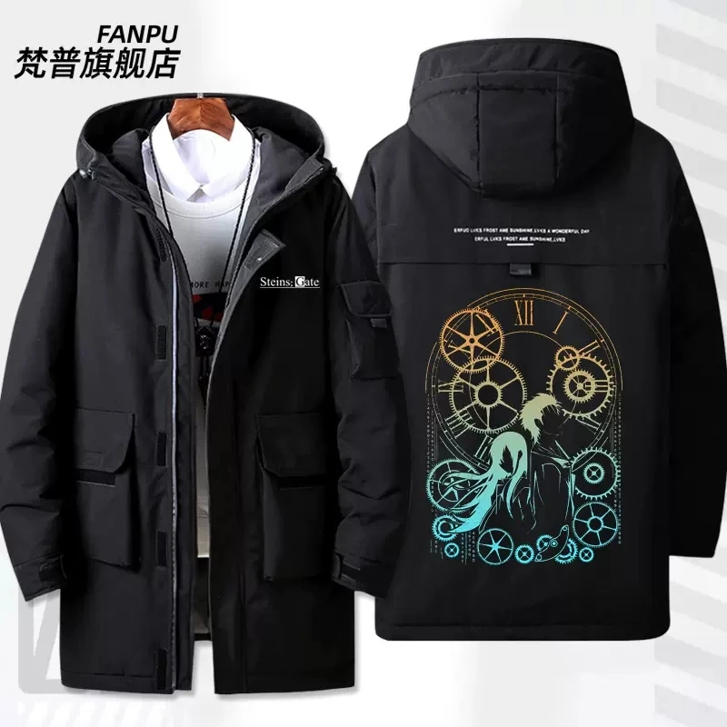 

Anime Steins;Gate Okabe Rintarou Makise Kurisu Down Jacket Coat Men Women Cosplay Costume Autumn Winter Clothings Outerwear