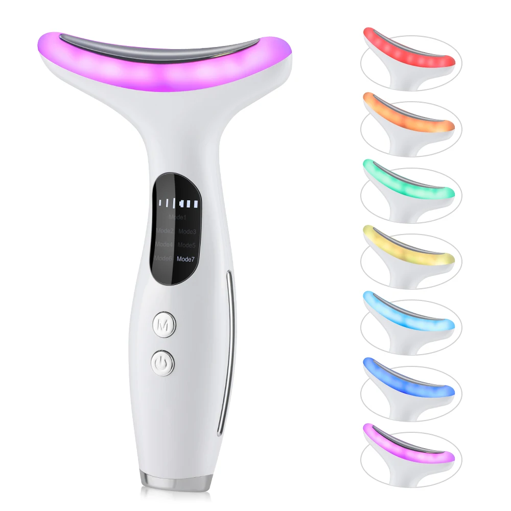 EMS Micro-current Neck Face Beauty Device LED IPL Skin Rejuvenation Double Chin Reducer Facial Lifter Skin Tightening Massager