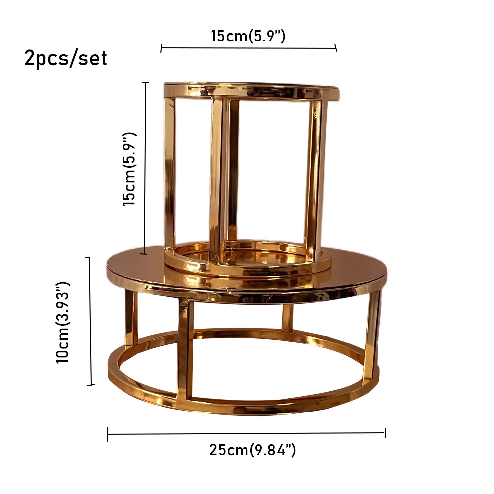 Set 3 Alzate Per Torte In Metallo Dorato - Piatti A 3 Livelli (30, 25, 20 Cm) Per Matrimoni E Feste - Base Stabile E Montaggio Facile