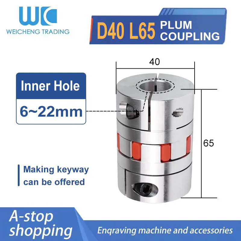 Flexibele askoppeling, kaakspinkoppeling, D40 L65 15/16/17/18/19/20/24 mm for motor (binnendiameter: 15 mm tot 17 mm) (kleur: één kleur, maat:(Size: 24mm to 24mm