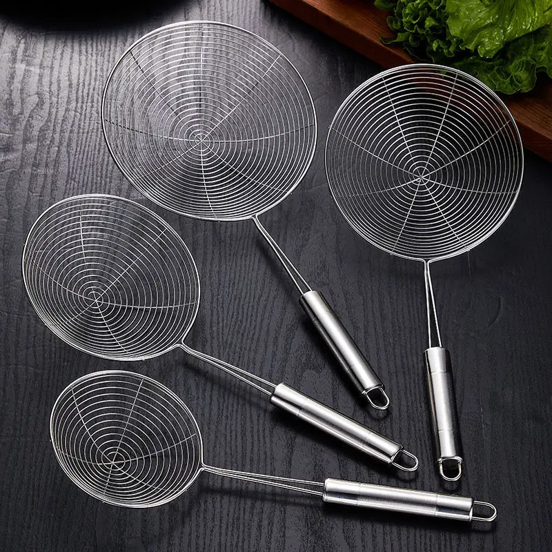 Stainless Steel Filter Mesh Oil Pot Strainer Ladle Skimmer Oval Filter