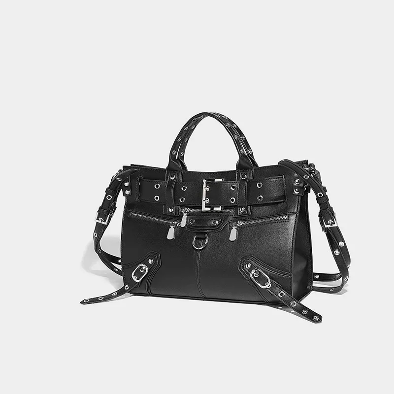 

Women's Motorcycle Heavy Industry Rivet 2024 High-end Design Large Capacity Tote PU leather Trendy Crossbody Bag