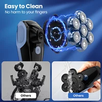 Sejoy Electric Bald Shaver for Men 7 Heads Beard Razor Hair Clipper Facial Cleaner Massager Nose Trimmer IPX7 Fully Washable 2