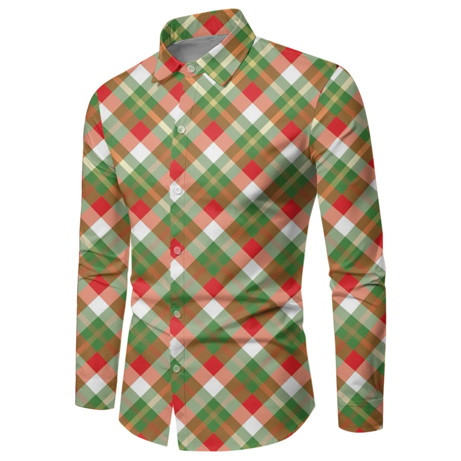thumbnail image 1 of Camisas navideñas con estampado 3D de tema de Año Nuevo para hombre, blusas de manga larga para fiesta de Navidad a la moda, blusas festivas, ropa de calle de Papá Noel, 1 of 5