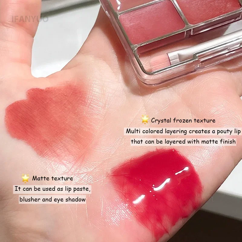 Lip Jelly Palette Lip Cheeks Dual Use DIY Gloss Mirror Glass Lips Plump Blush Eye Shadow Plate