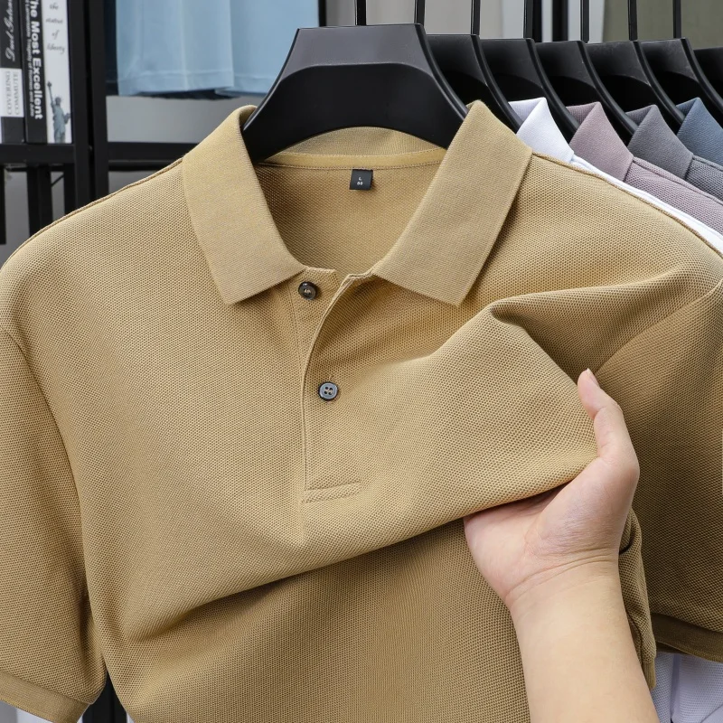 100% pure cotton luxury brand men's short sleeved polo shirt summer fashion stripe classic golf top casual silk business T-shirt 121 Sebe5eb6cc9194641be6333523186b3166