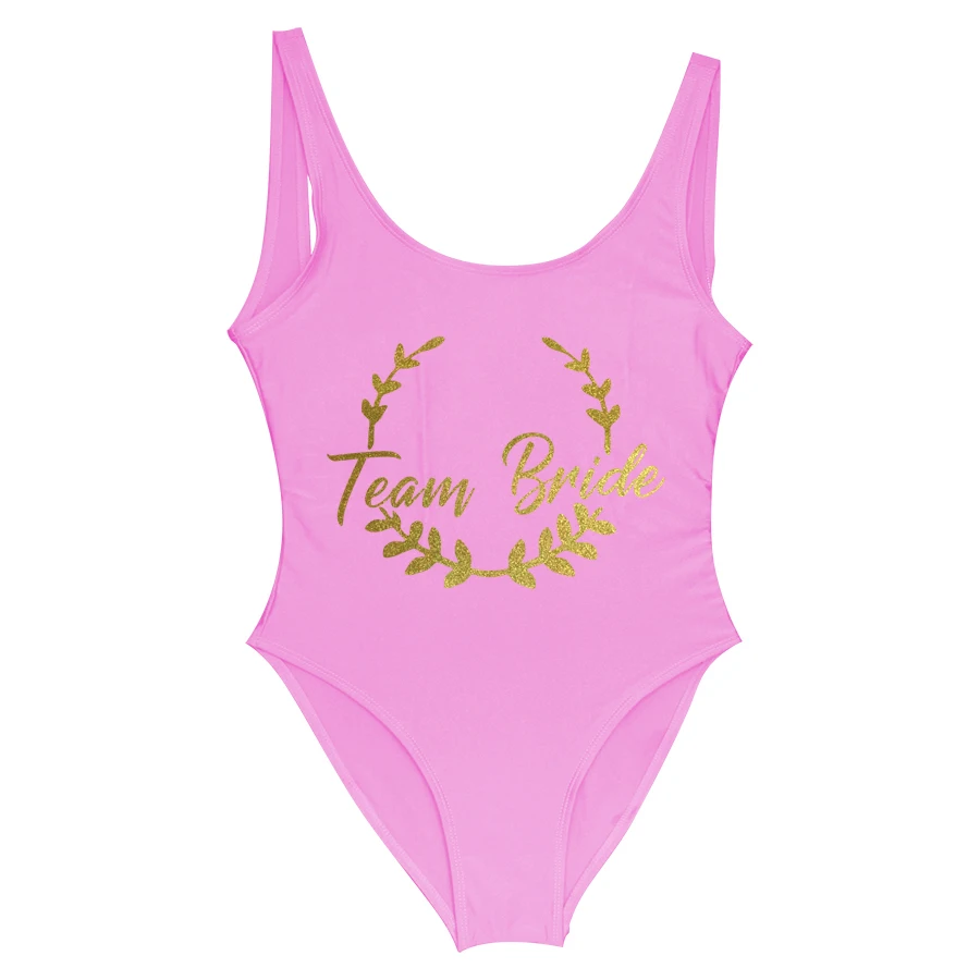 S-3XL Team Bruid Een Stuk Badpak Glitter