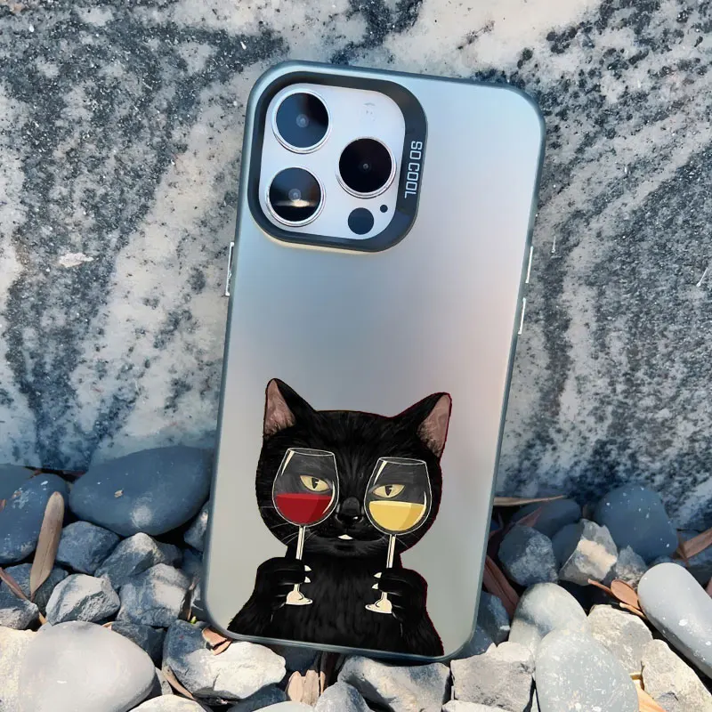 Luxus szene schöne Katze spielt Spaß Handy hülle für iPhone 15 14 plus Pro Max 13 12 11 Pro Max Mini stoß feste Laser-Rücken deckel – Detail 7