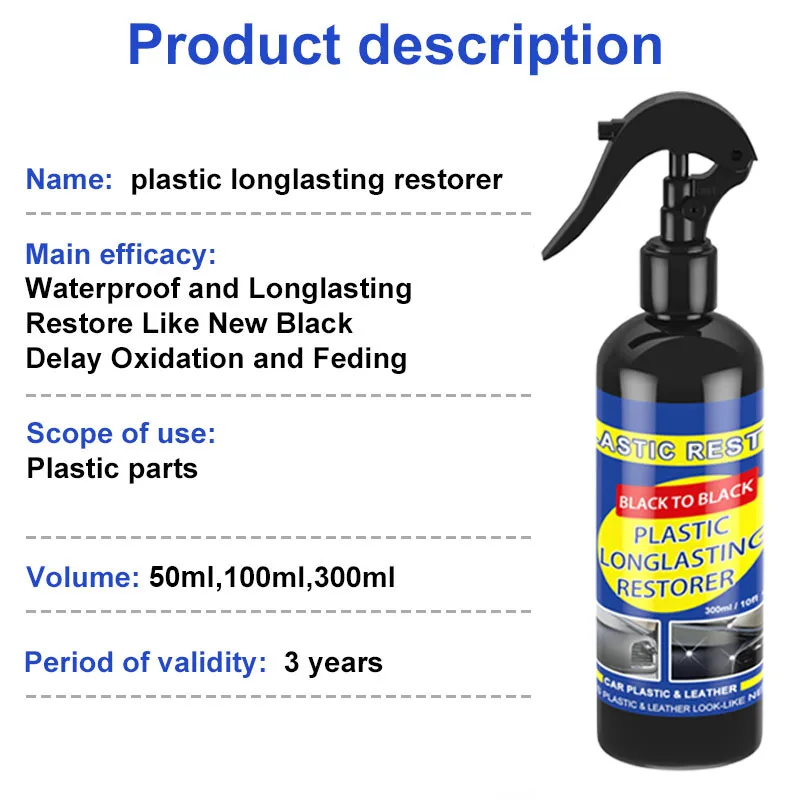 Car Plastic Restorer Back To Black Gloss Car Cleaning Products Plastic Leather Restore Auto Polish And Repair Coating Renovator 6