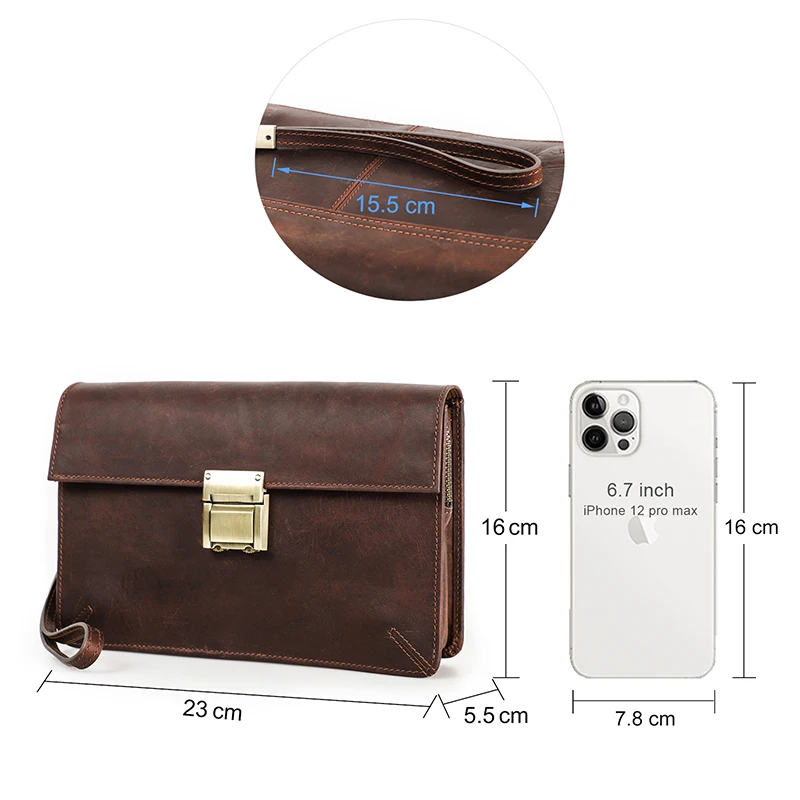 CONTACT'S Vintage Men's Clutch Bag RFID Genuine Leather Clutch Wallet Bag  Casual Long Purse Large Capacity Travel Handbag Male - AliExpress